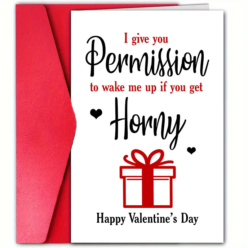 

1pc 's Day Greeting Card, High-quality Paper, Unique 'you're Allowed To Up Get Horny' Message, With Envelope, For Boyfriend, Girlfriend, Wife, Husband, Anniversary, Anyone