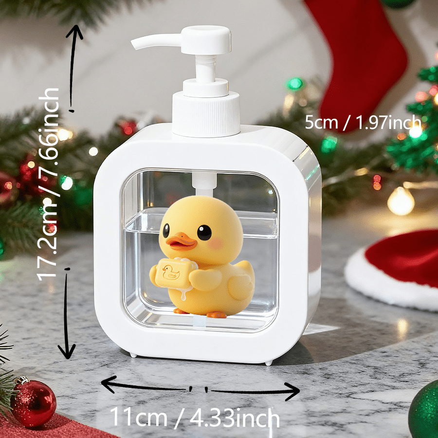 TEMU Kreativer Badezimmer-Spender für Zuhause mit Handpumpe – Eine niedliche kleine gelbe Ente, die Seife hält, Design im Cartoon-Stil, geeignet für