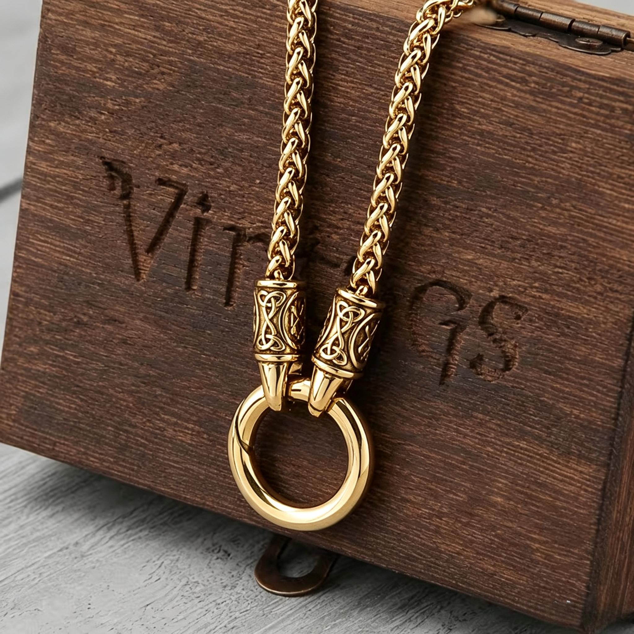 TEMU 1pc High-quality Viking Celtic Knot Dragon Bone Necklace, Current Trendy . Suitable For Daily Wear And Gifting