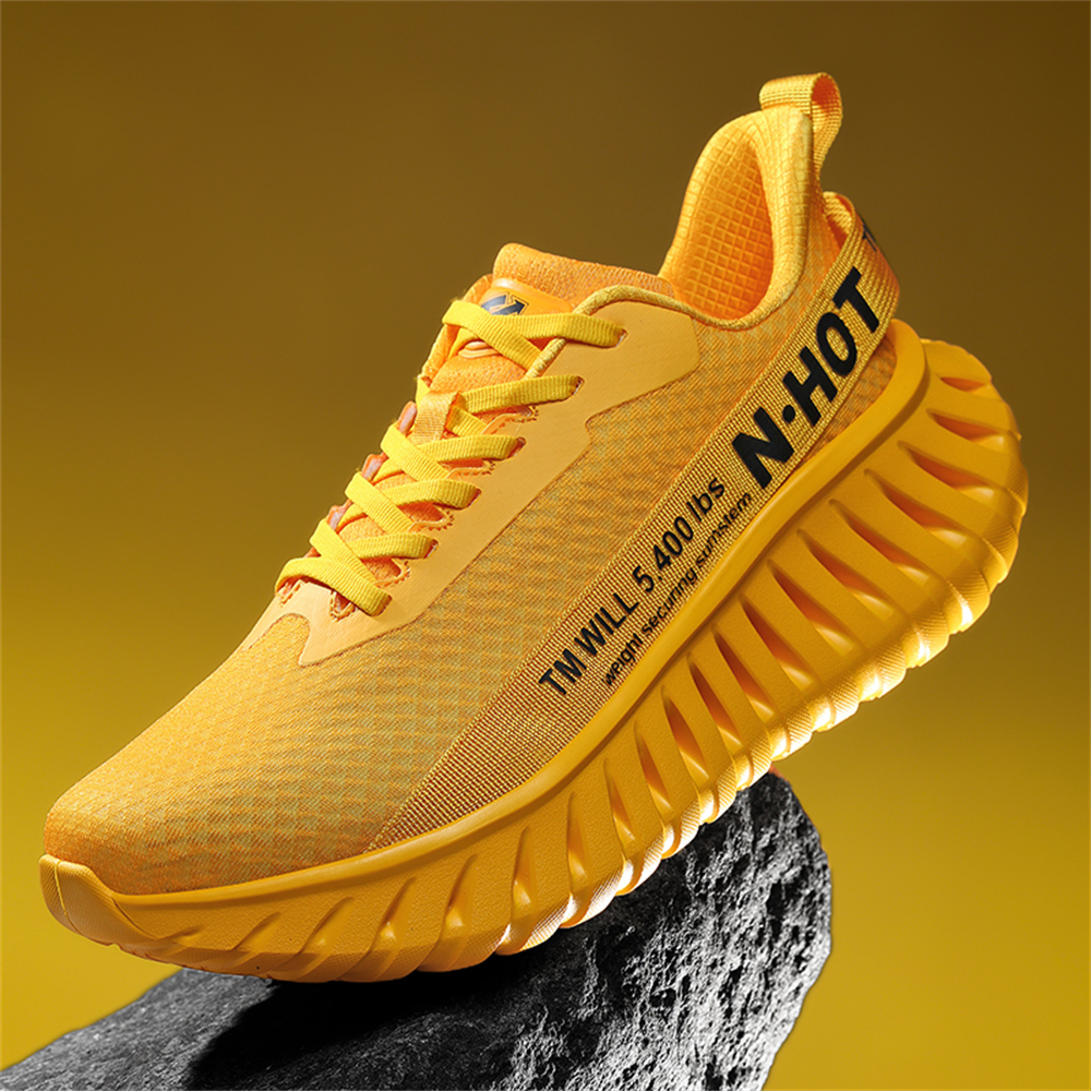 [Sneakers] Men'S Women'S Road Running Shoes, Thick Sole Casual Athletic Shoes for Men, Teenager Outdoor Sports Design, Comfortable Breathable Fabric Upper, Cushioning Shock-Absorbing MD Sole, Non-Slip And Wear-Resistant, Low-Top Lace-Up Closure