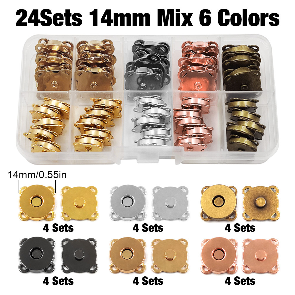 TEMU 24 Set 10/14/18 mm Bottoni a Pressione Magnetici da Cucire Chiusure Magnetici per Borse, Sacche, Portafogli, Progetti a , Bottoni a Pressione di