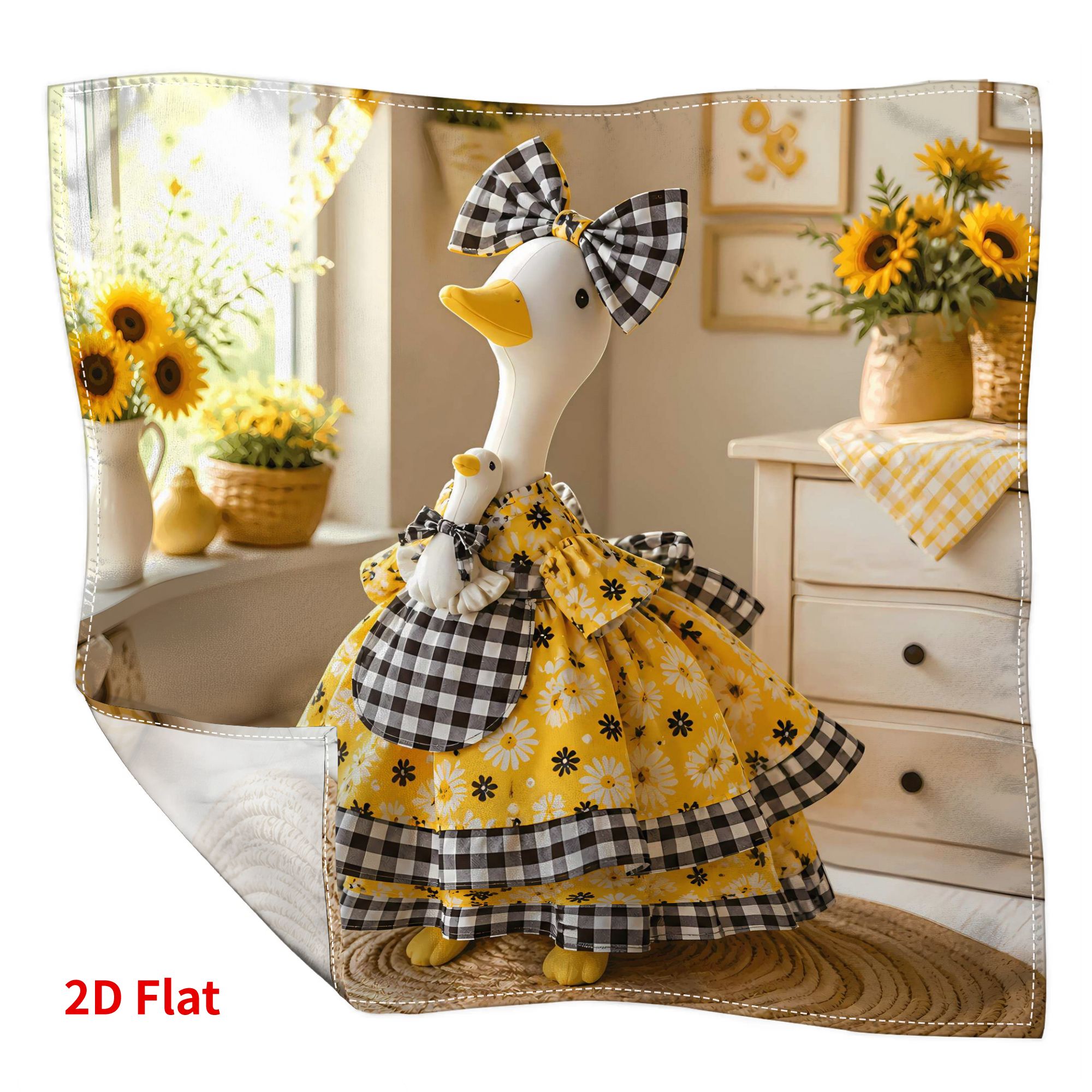 TEMU 2d Print Design Porch Goose Sunflower Pattern 55*55cm Printed Scarf Fashionable Outfit Accent Perfect Gift For