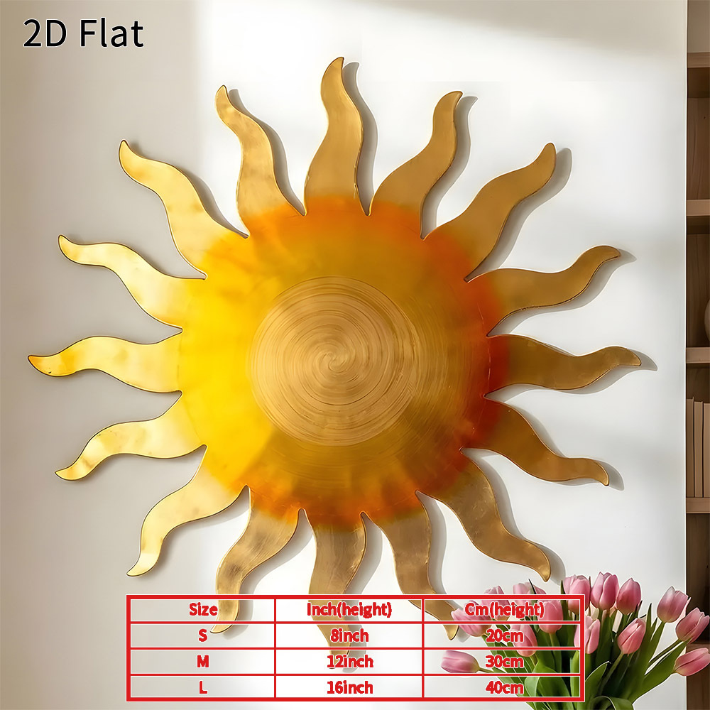 TEMU 2d Flat - 1pc Sun Metal Wall Art 2d Flat Rustic Golden Decor Durable Waterproof Accent For Living Room Bedroom Porch Garden Perfect Housewarming
