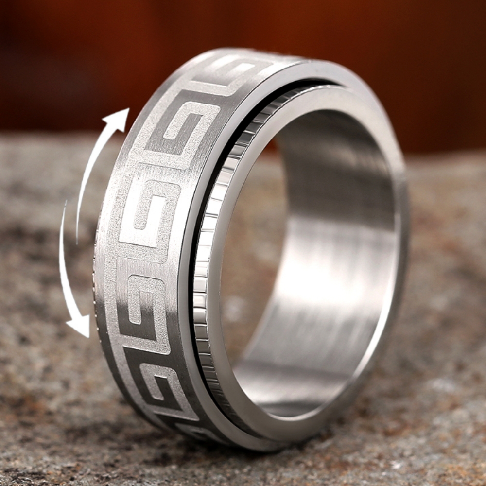  rotatable ring stress high quality stainless steel rings for women and men fashion wide rings jewelry for daily and parties hip hop accessories