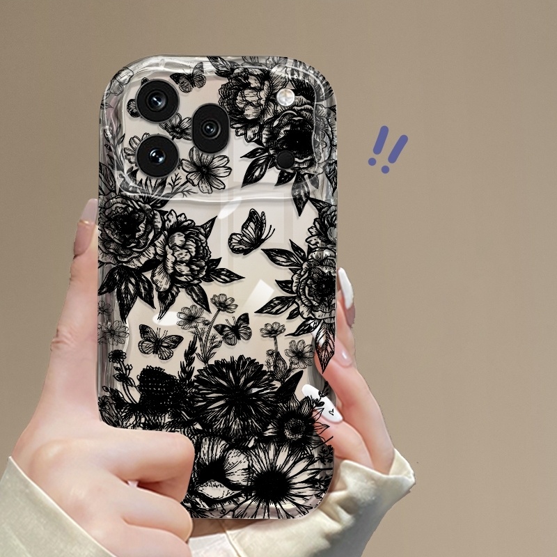 TEMU Phone Case - Flexible Tpu Case 600 Pro Protective Cover Transparent Shockproof Flower Pattern Painted
