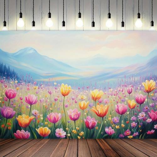 1pc vibrant floral landscape banner scene with colorful flower ideal for home decor parties gardens and outdoor celebrations 39x59 51 18x59 70 8x90 5 inches polyester material outdoor decor vibrant decoration durable outdoor
