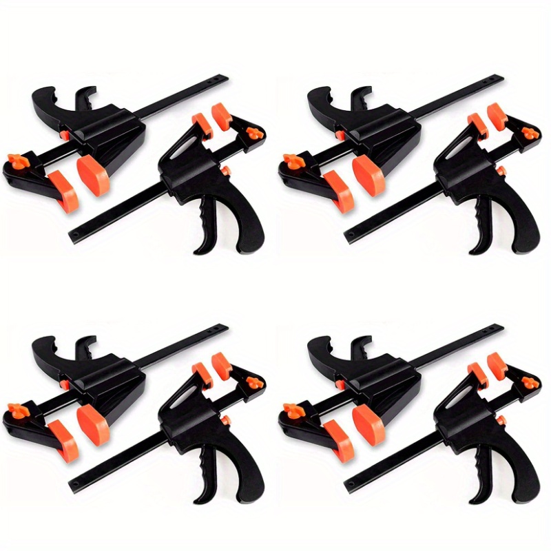 

8pcs Wood Clamps Set, 4-inch, One-handed Operation, Plastic Material, With Locking Toggle Design For Woodworking And Diy Projects