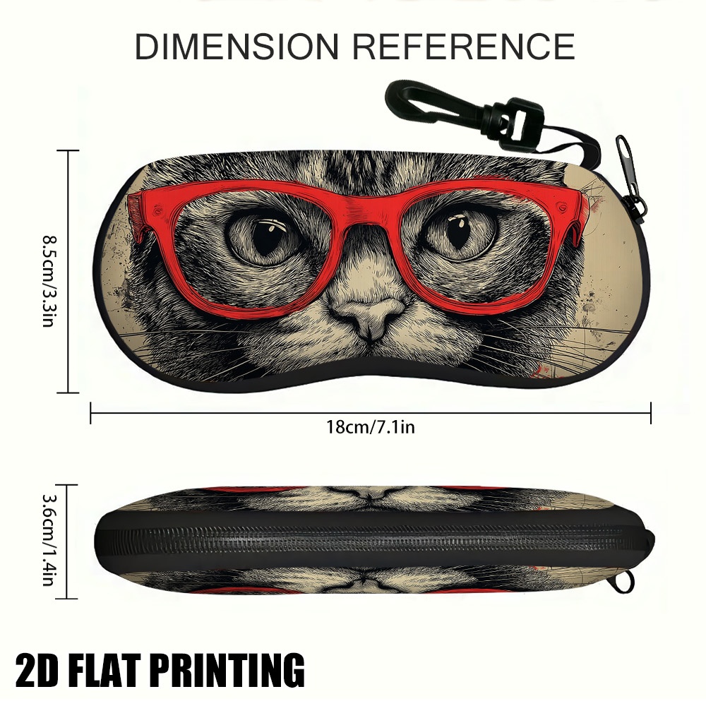 TEMU 2D - (2D ) 1pc Estuche para Gafas de Gato con Gafas , Diseño Moderno, Ajuste Universal para Todas las Gafas, Ideal para Actividades