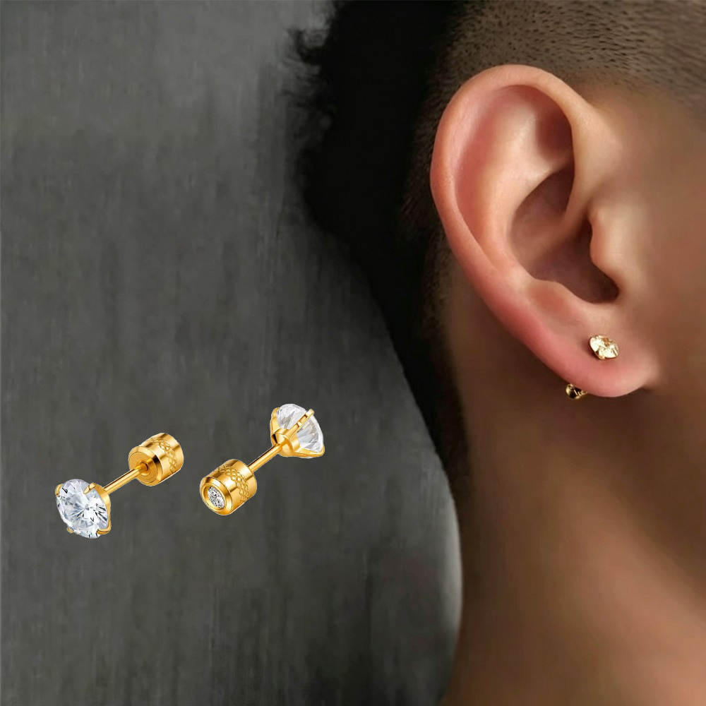 High-End 316 Stainless Steel Ear Studs for Women, Versatile Design