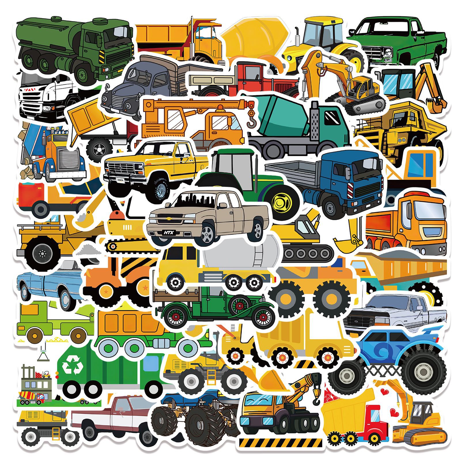TEMU 50pcs Truck Engineering Vehicle Transportation Machinery Agricultural Vehicle Collection Ins Wind Graffiti Stickers For Diy Decorative Cups