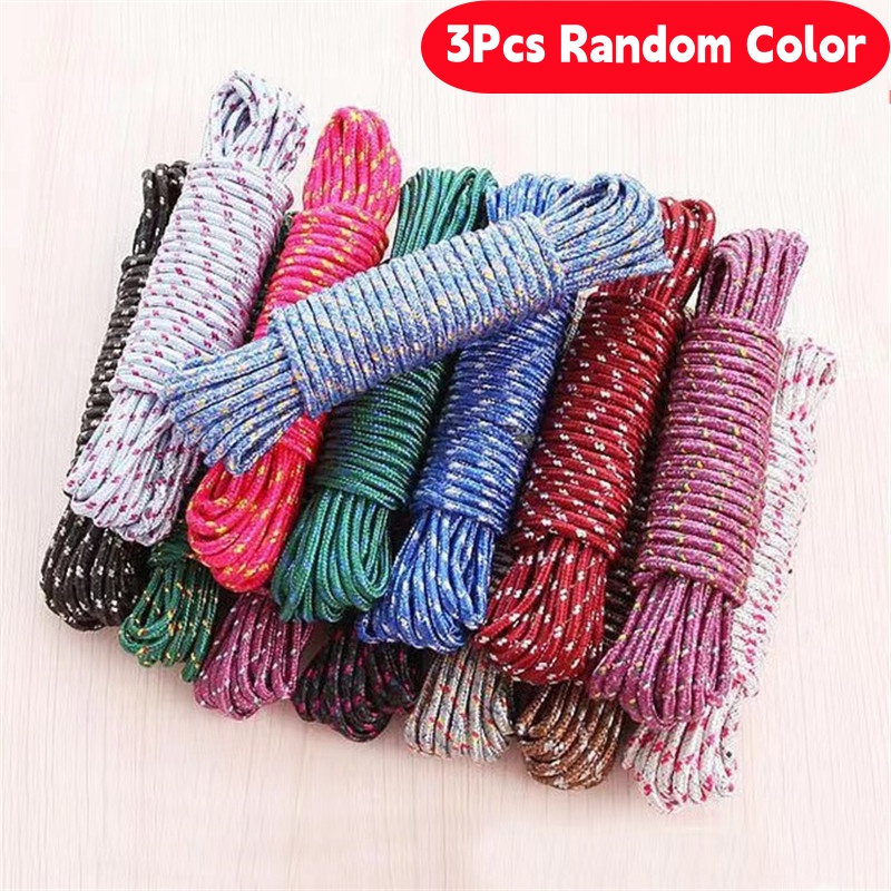 TEMU 3pcs Random Color, 10m/393.7inch Nylon Rope, Used For Fixing Items And Dragging Items, Camping Accessories, Indoor And Outdoor Clothes Drying