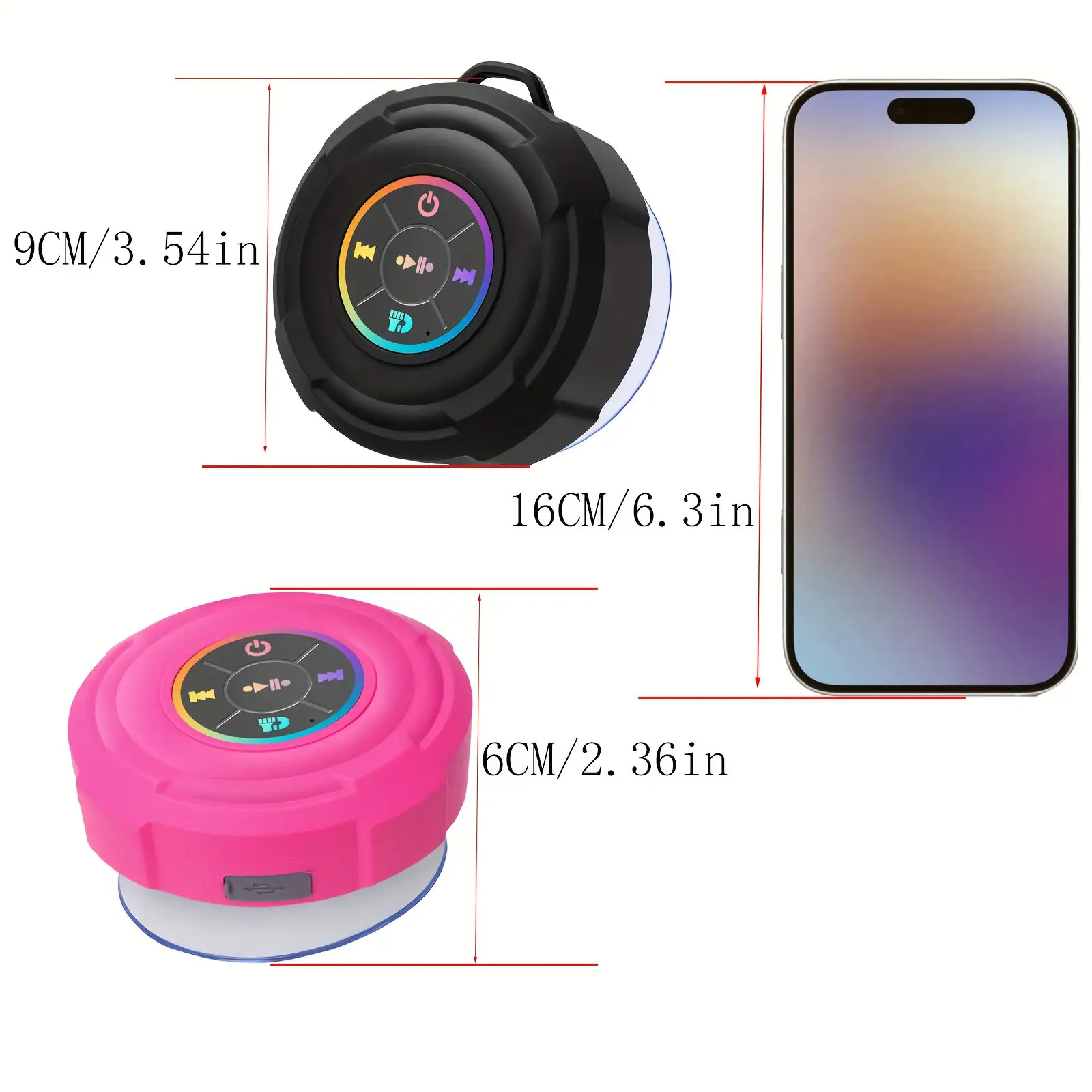 Enceintes Sans Fil avec Ventouses, Enceintes Sans Fil de Haute Qualité, Équipement Audio Haut de Gamme, Performance Fiable, Construction Durable, Adaptées pour l'Étude, le Divertissement, la Salle de Bain, le Camping, Lumières RGB, Amplificateur de Son Subwoofer, Pour les Amateurs de Musique