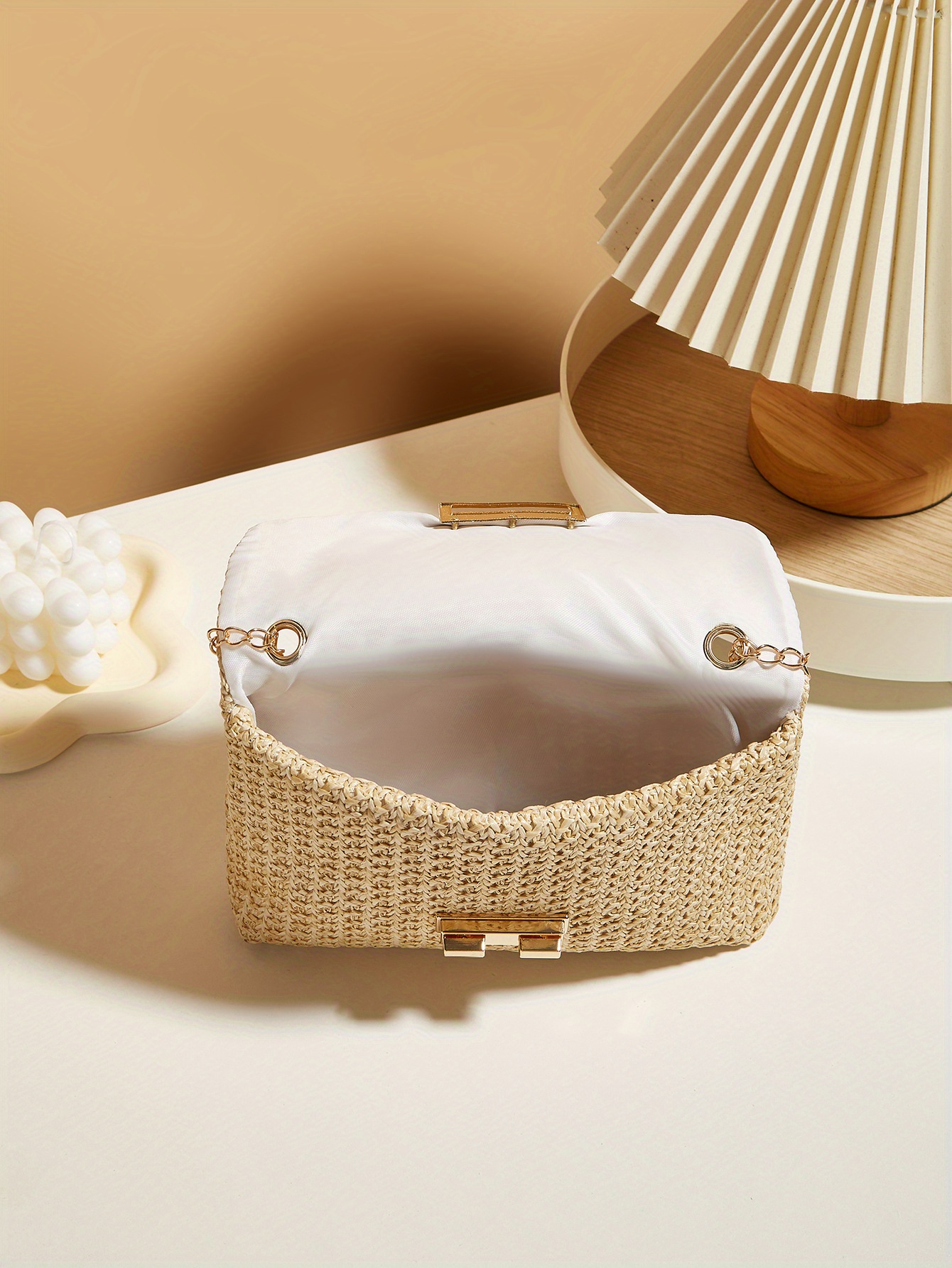 2025 New Trendy Woven Women'S Tote and Wallet, Practical Crossbody Bag, Single Shoulder Bag, Small Square Bag, Metal Chain Strap, Simple Women'S Crossbody Bag