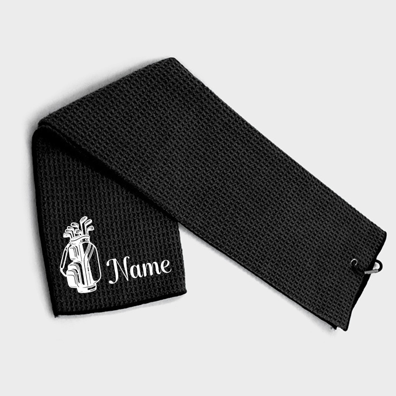 TEMU Custom Personalized Golf Towel | Customizable With Printed Golf Club Designs And Personalized Names, Sporty Style, Waffle Weave, Ideal Gift For