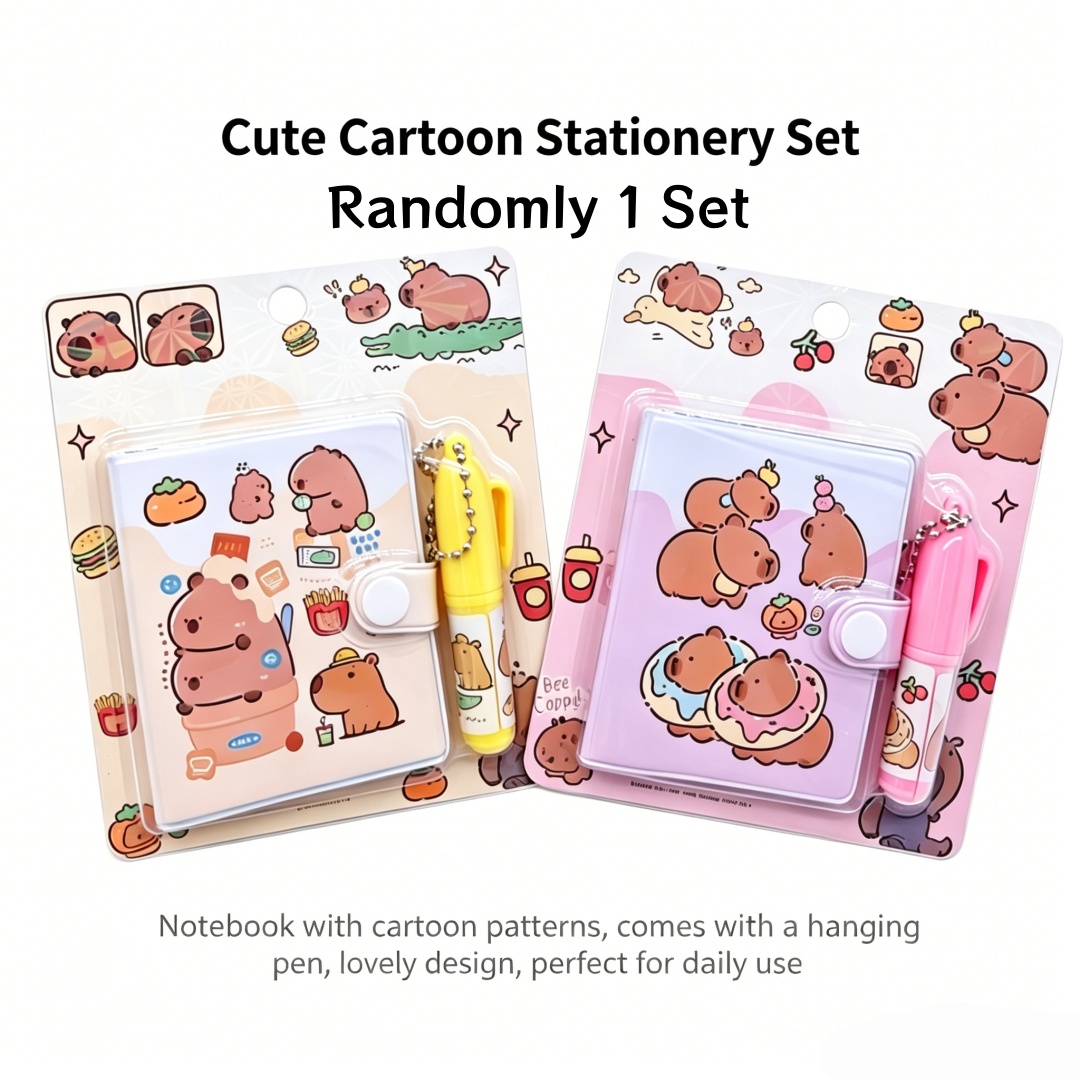 TEMU Random 1pc Capybara Cartoon Notebook Collection | High-quality Journal With Ballpoint Pen, Blank Lined Pages With Dividers