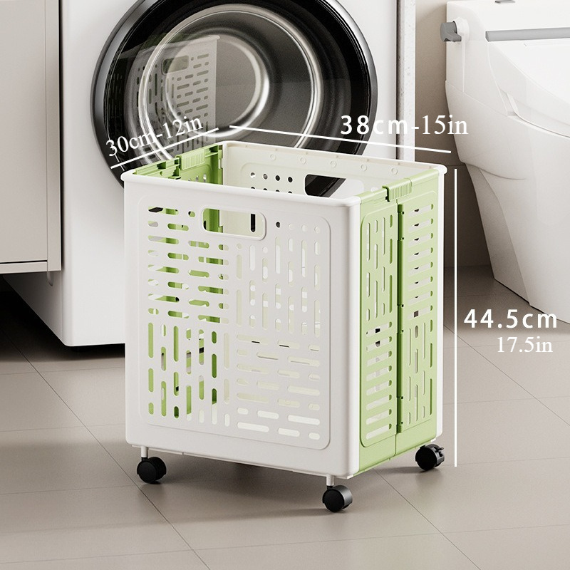 TEMU Large Size, Large Capacity, Sturdy And Durable Folding Belt Pulley Dirty Clothes Basket, Household Foldable Dirty Clothes Storage Basket, Large