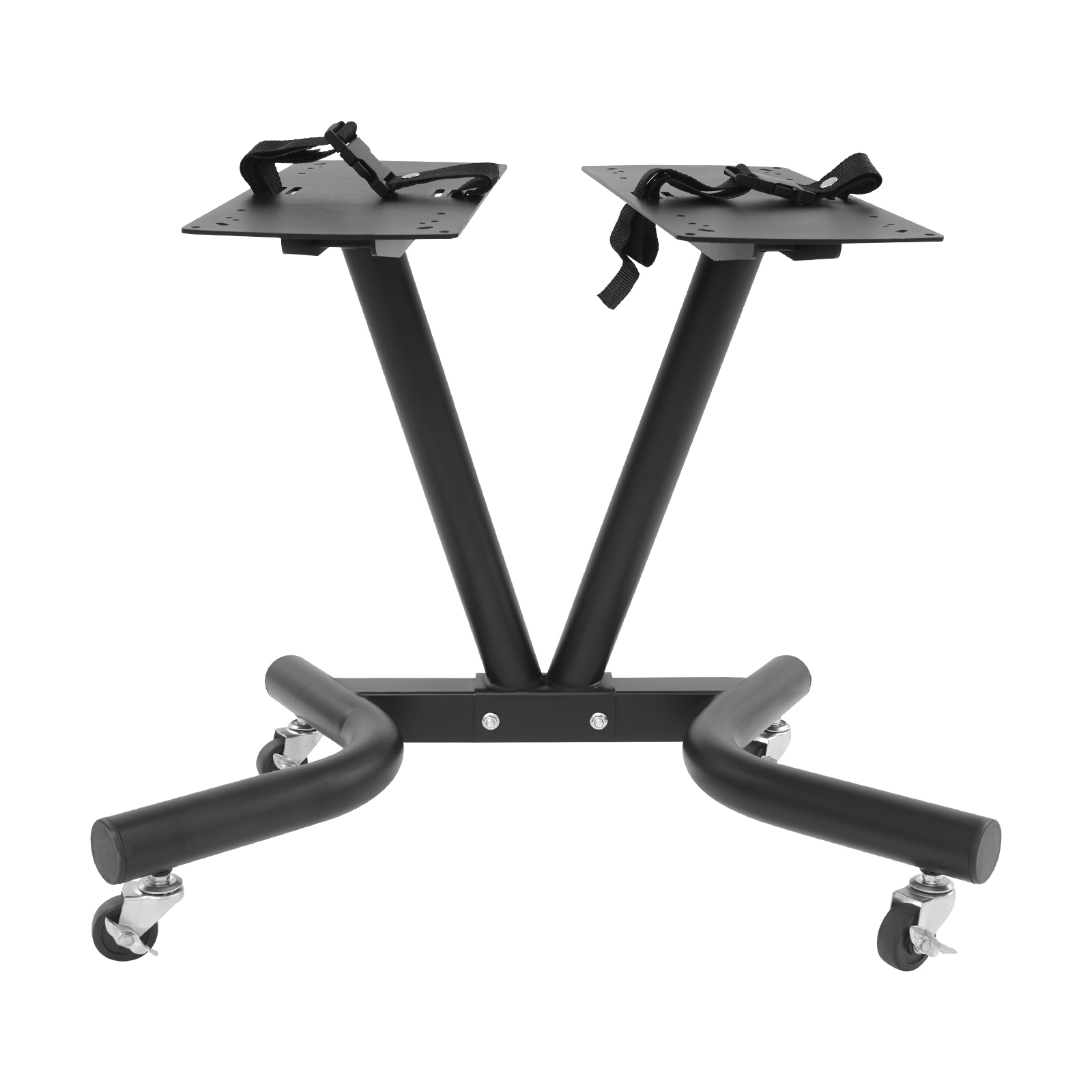 1*dumbbell Stand, Dumbbell Rack, V-shaped Dumbbell Rack With Wheels, Black, 67*46*54cm