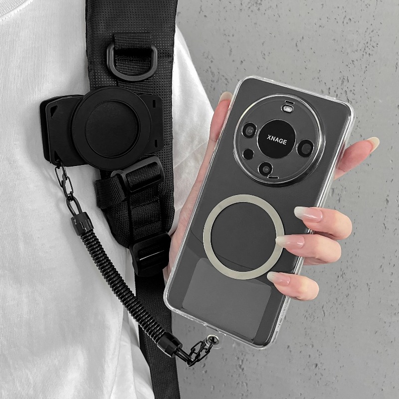 TEMU Magnetic Phone Anti-lost Lanyard Holder Set With Spring Tether, Detachable Crossbody Neck Strap & Backpack Clip, Heavy Duty Theft-proof Security
