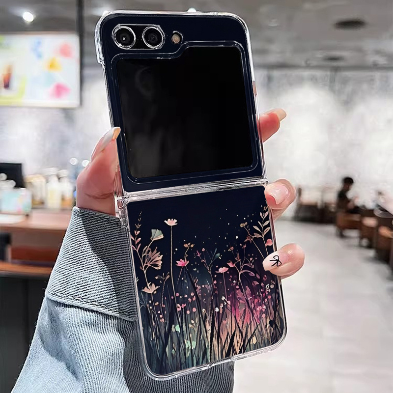 TEMU Phone Case: A Charmingly Designed Phone Case Featuring A Floral Background, Suitable For Galaxy Z Flip , 4, 5, 6, 7, 7fe, W23 Flip, W24 Flip,