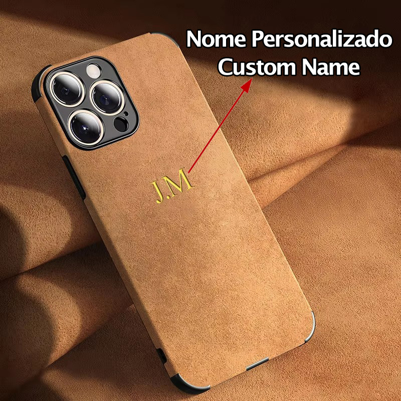 

Custom Name Luxury Lambskin Matte Leather Case For 15 14 11 Personalized Diy Engraved 3d Letters