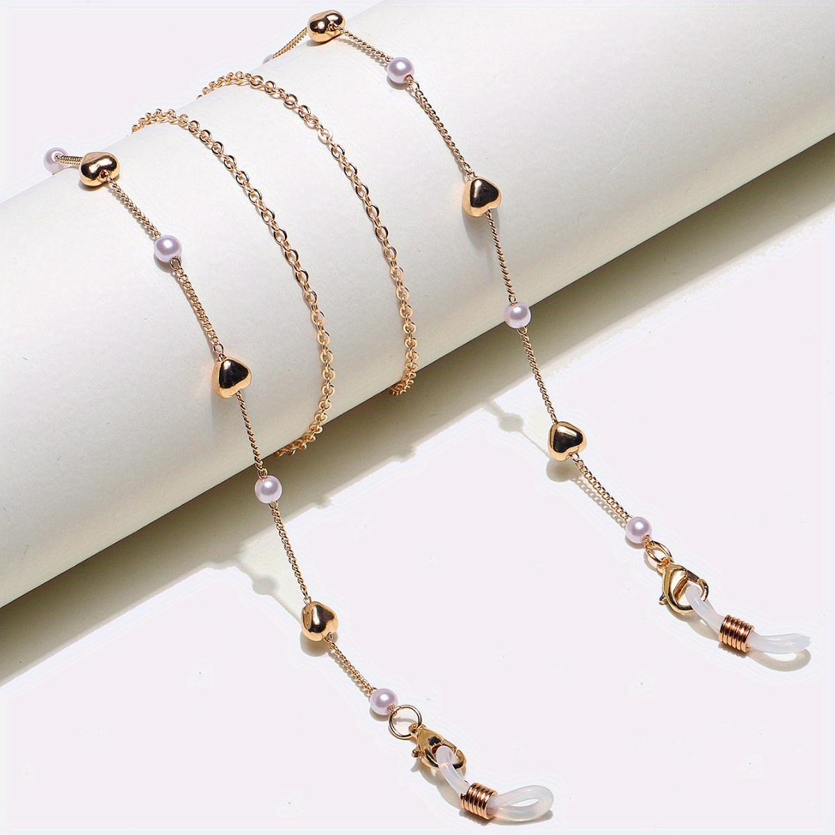 TEMU 1 pieza Cadena para anteojos de metal a con colgante de y cuentas - Correa ajustable para anteojos de moda para mujer para fiestas y cuerda para