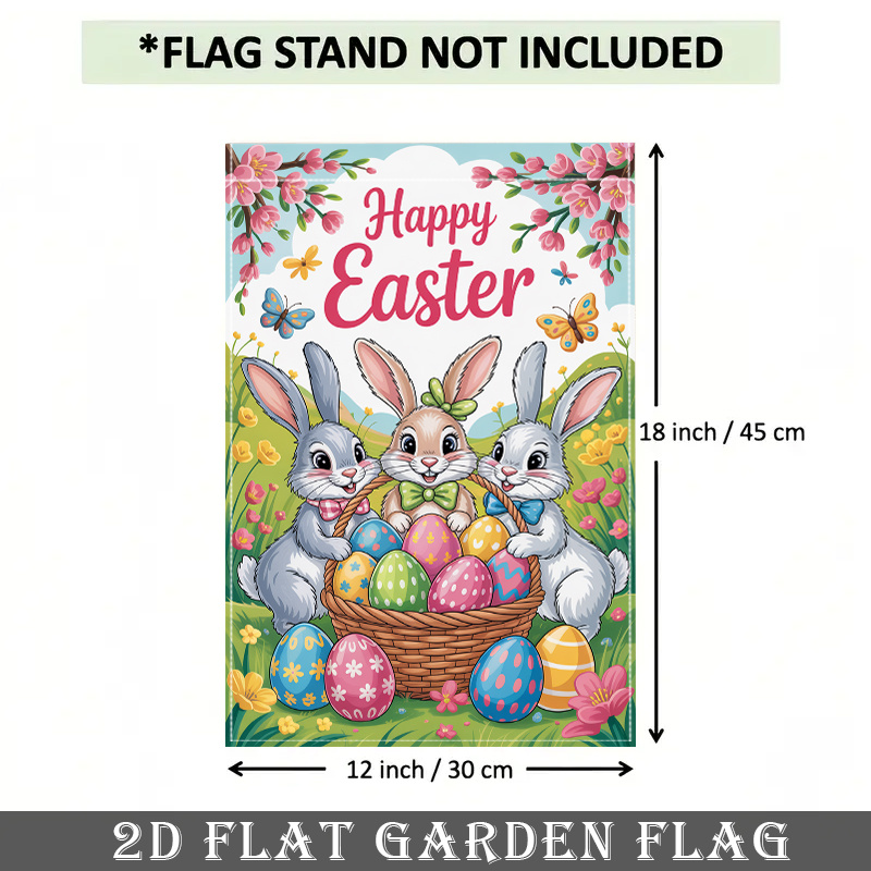 TEMU 2d Flat - 2d Flat - A 2d Flat Banner Featuring A Colorful Easter Bunny And Egg Design For , Perfect For Outdoor Decoration. This Double-sided