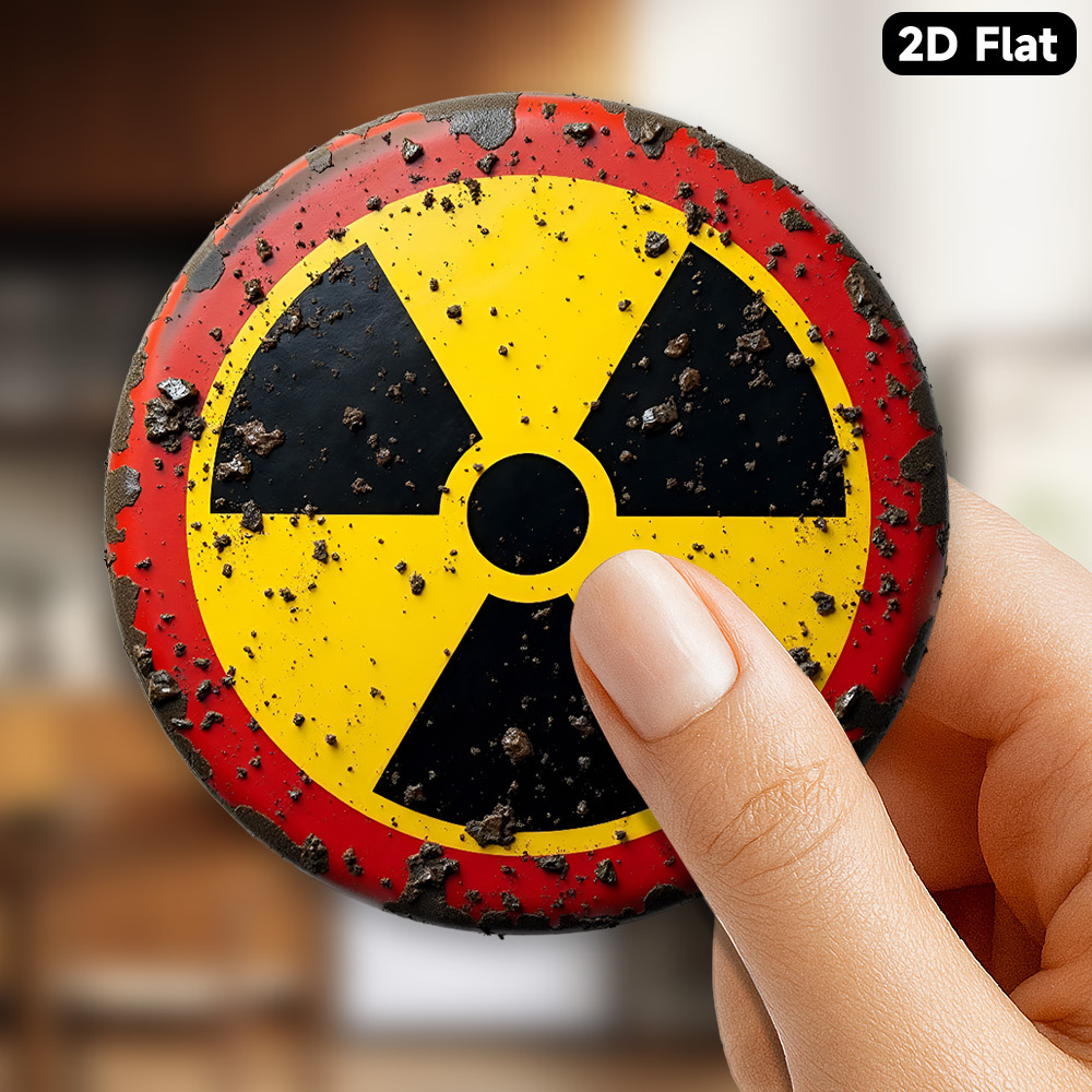 TEMU 1 Imán de advertencia de radiactivo retro | Imán de acrílico y goma de 3.15 pulgadas con desgastada, para fans de ciencia ficción, decoración