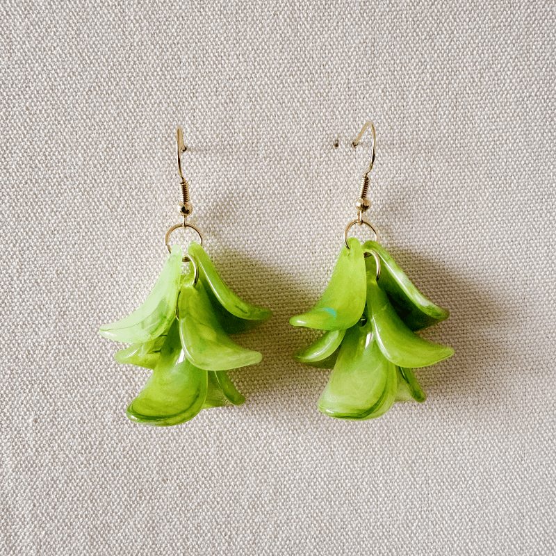 Vintage Style Acrylic Handmade Petal Pendant Earrings