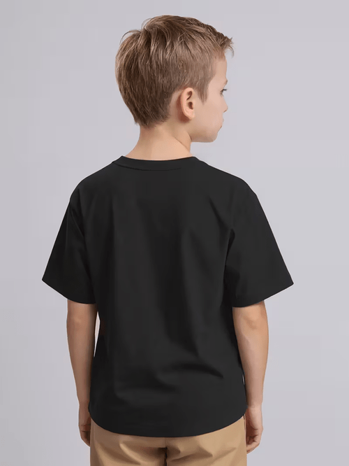 Boys Casual T-shirt| World Penguin Pattern T-Shirt| Polyester| Round Neck| Machine Washable and Safe for Dry Cleaning| Cartoon Penguin Print| Spring/