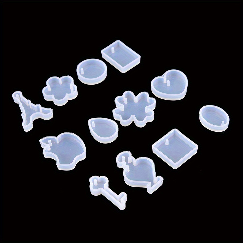 TEMU Multi-shape Silicone Mold Set, Suitable For Diy Resin Crafts - Heart, Water Drop, Floral Designs - Ideal For Epoxy Pendant Making And Jewelry