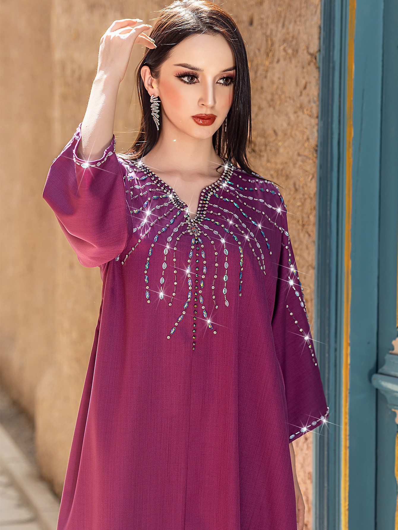 open lace back dress Henna Tea Party Jalabiya Ethnic Arabic Kaftan Dress main image 0