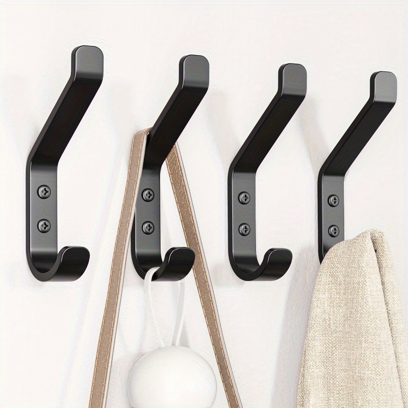 TEMU Wall-mounted Hooks: 20 Lbs(), For Towels, Backpacks, Clothes, Wall-mounted Closet Hangers, White, 4pcs Set 9.5cm