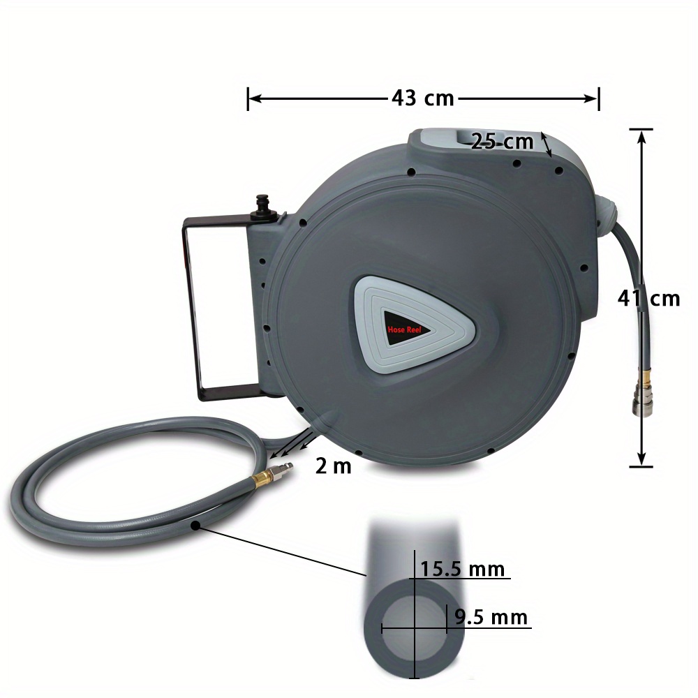 TEMU Dérouleur de tuyau Longueur de tuyau 20M/30M Outils Haute sécurité Acier de sortie Tuyau d'air comprimé Dérouleur de tuyau Dérouleur de tuyau