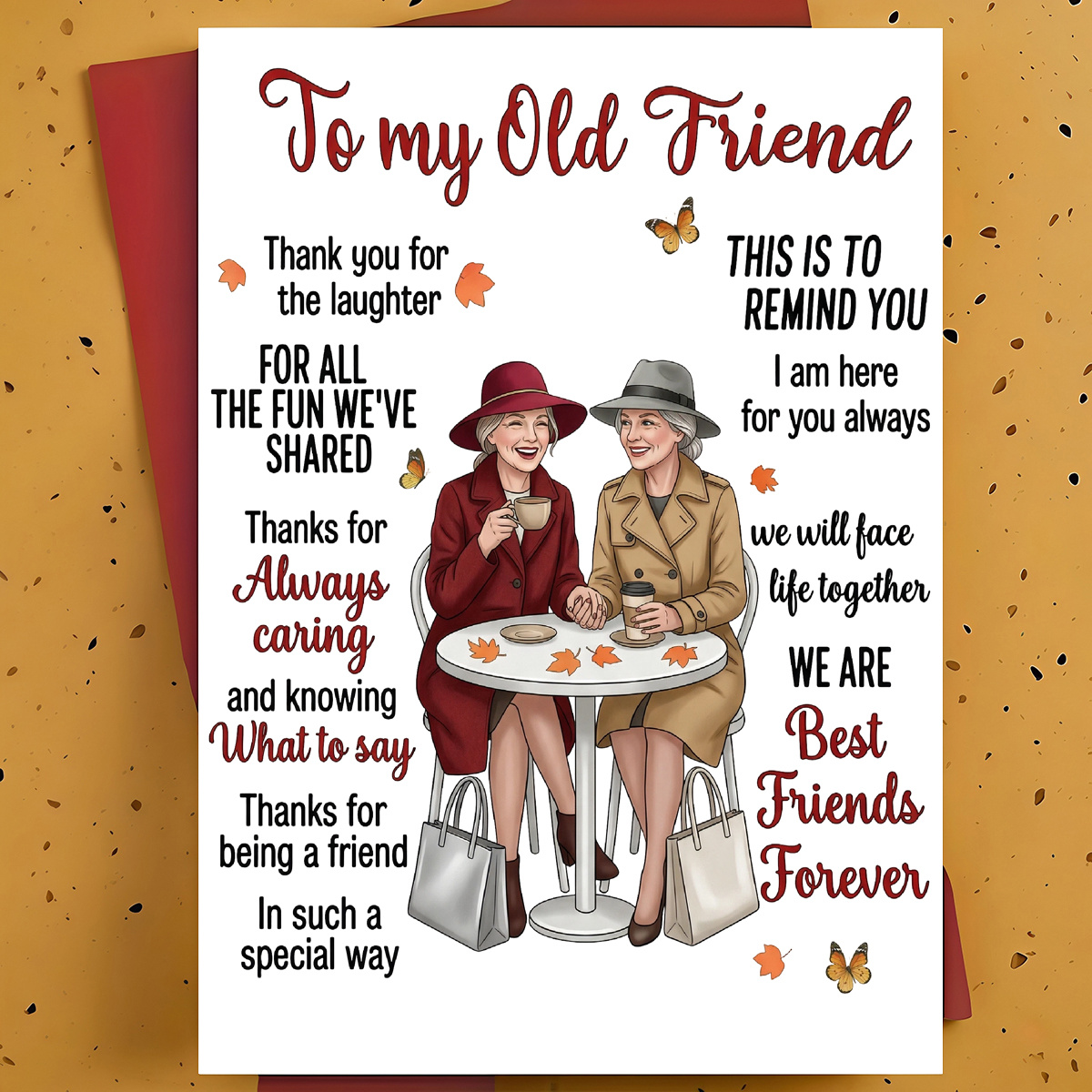 TEMU 2 Greeting Cards + 2 Envelopes [best Friend Birthday Card] "to Of !" Best Friend Birthday Card—vintage "coffee, Flowers, And Hugs" Design, To A