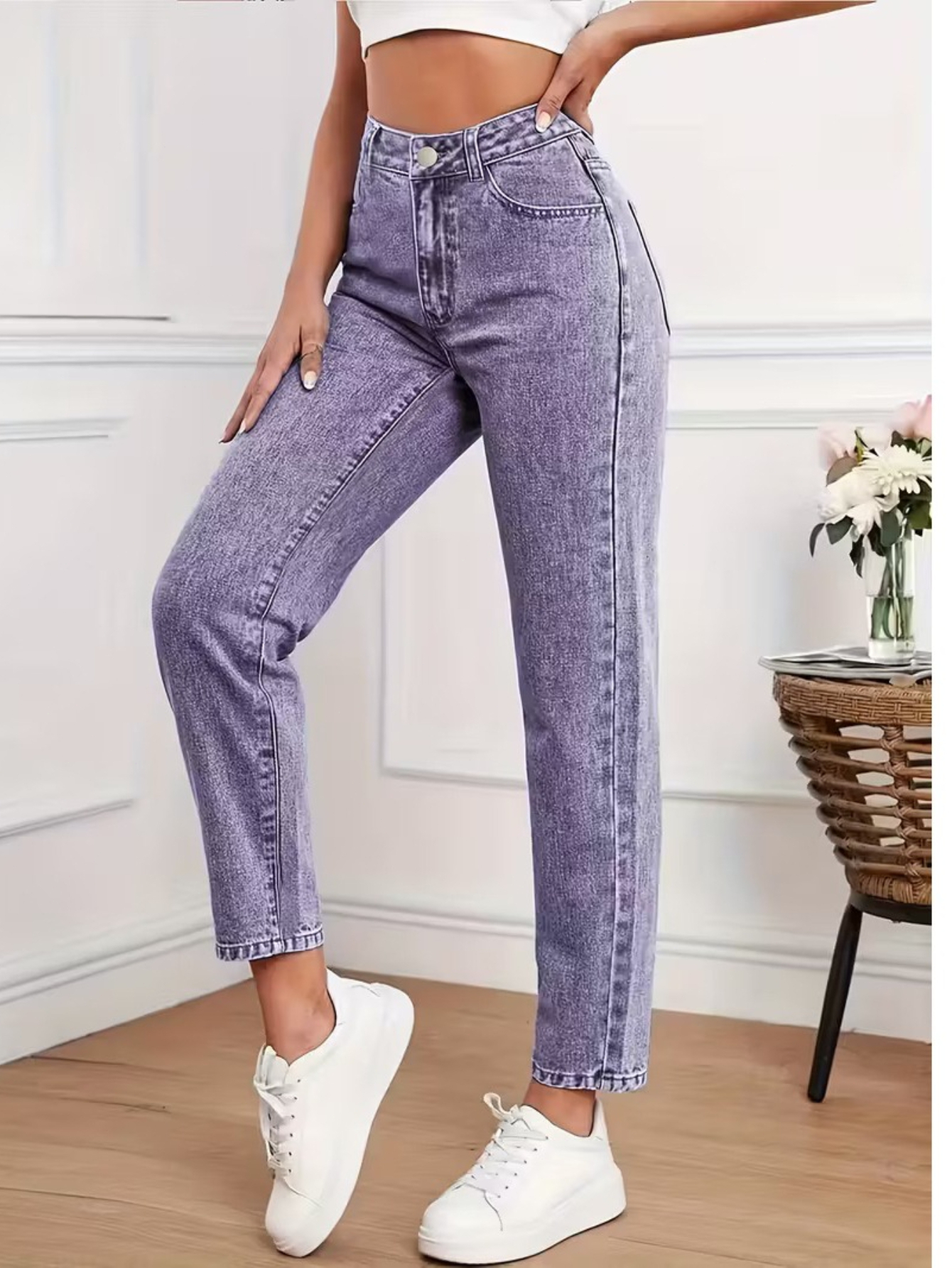 purple skinny jeans sold on Temu United States