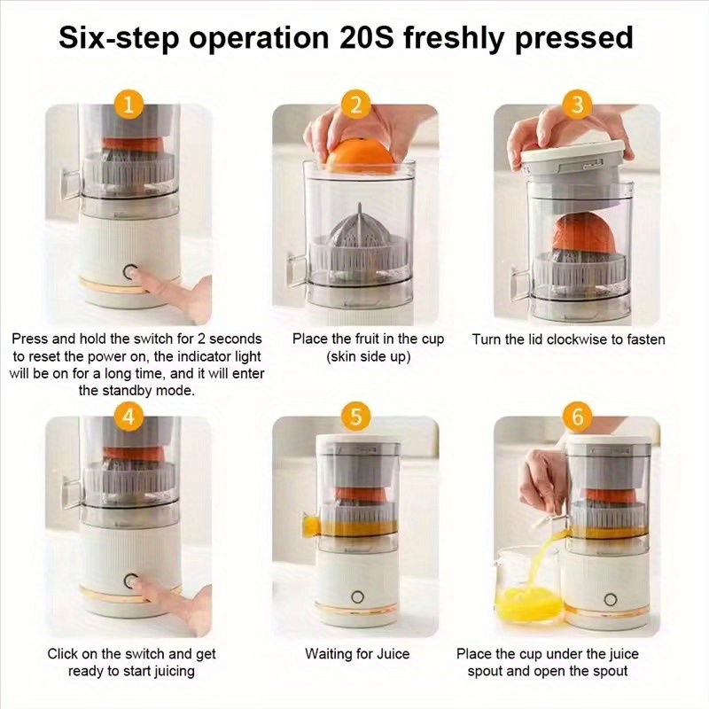 portable multifunctional juicer automatic citrus squeezer lemon juicer with usb charging kitchen gadget wireless electric juicer usb rechargeable portable automatic button control food grade pp suitable for fresh juice juice separator 1 modern kitchen accessory durable plastic structure festive gifts details 8