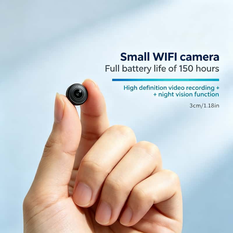 TEMU Nouvelle caméra de sécurité fil compacte noire, recommandée par F, batterie intégrée fil, enregistrement Wifi, détection de mouvement IA, vision