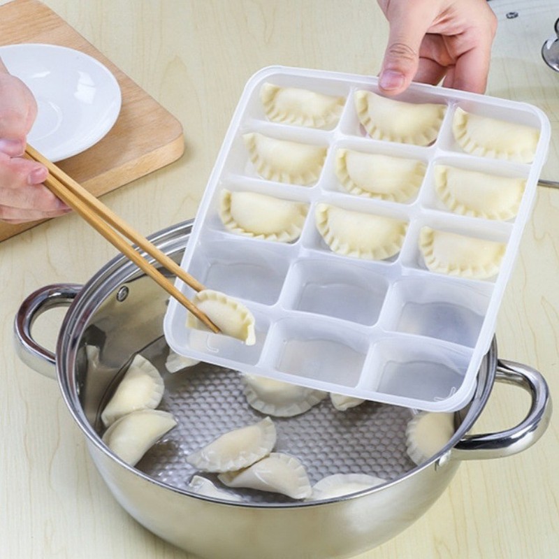 TEMU 15-compartment Transparent Quick-freeze Dumpling Box- Single-layer Container With Lid; , Freezer-safe, Microwave-defrostable Storage Box For