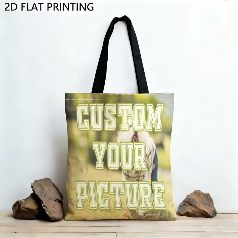 TEMU [Personalizado] 1 ud. Bolso de estilo foto personalizado, gran capacidad, duradero y reutilizable, adecuado para compras//tránsito diario/viajes