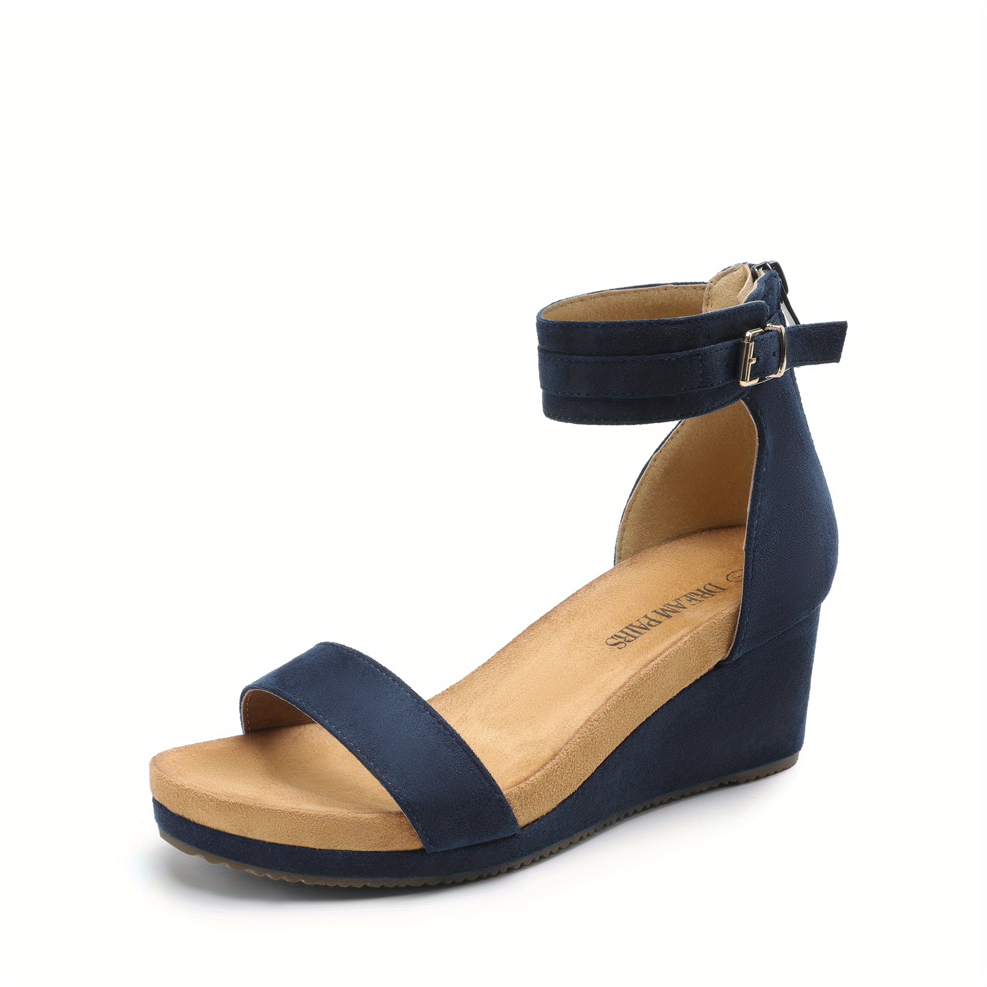 Ladies Navy Wedge Slingbacks Elegant Womens Navy Blue Open Toe