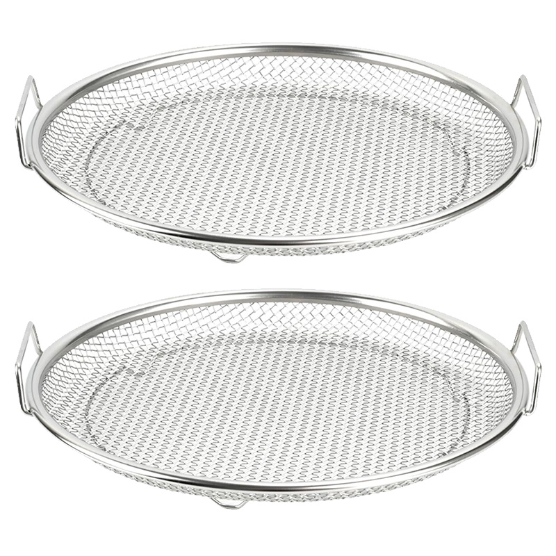 TEMU 2pcs Oil Filter Tray, 20cm/7.87inch Dia Removable Stainless Steel Double Ear Frying Oil Drain Rack, Multipurpose Dehydration Rack, Filter Tool