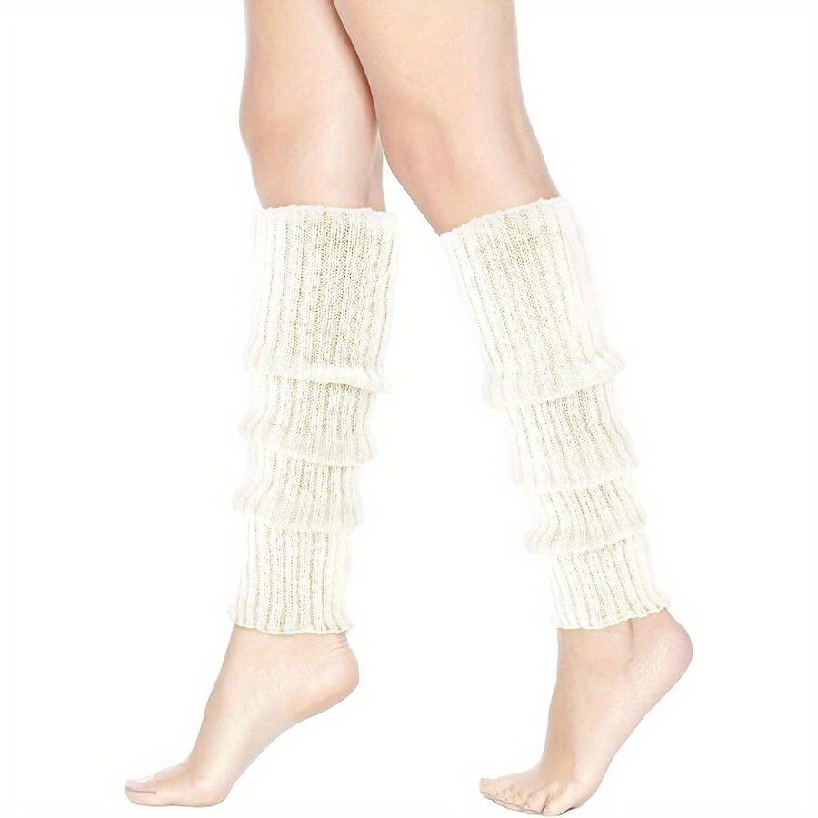 

1 Pair Chic Ribbed Knit Leg Warmers For Women - 80s Y2k Fashion With Anti-slip Cuff, Party, Sports, Yoga & Ballet Dance, Polyester, Hand Washable, Leg Accessories