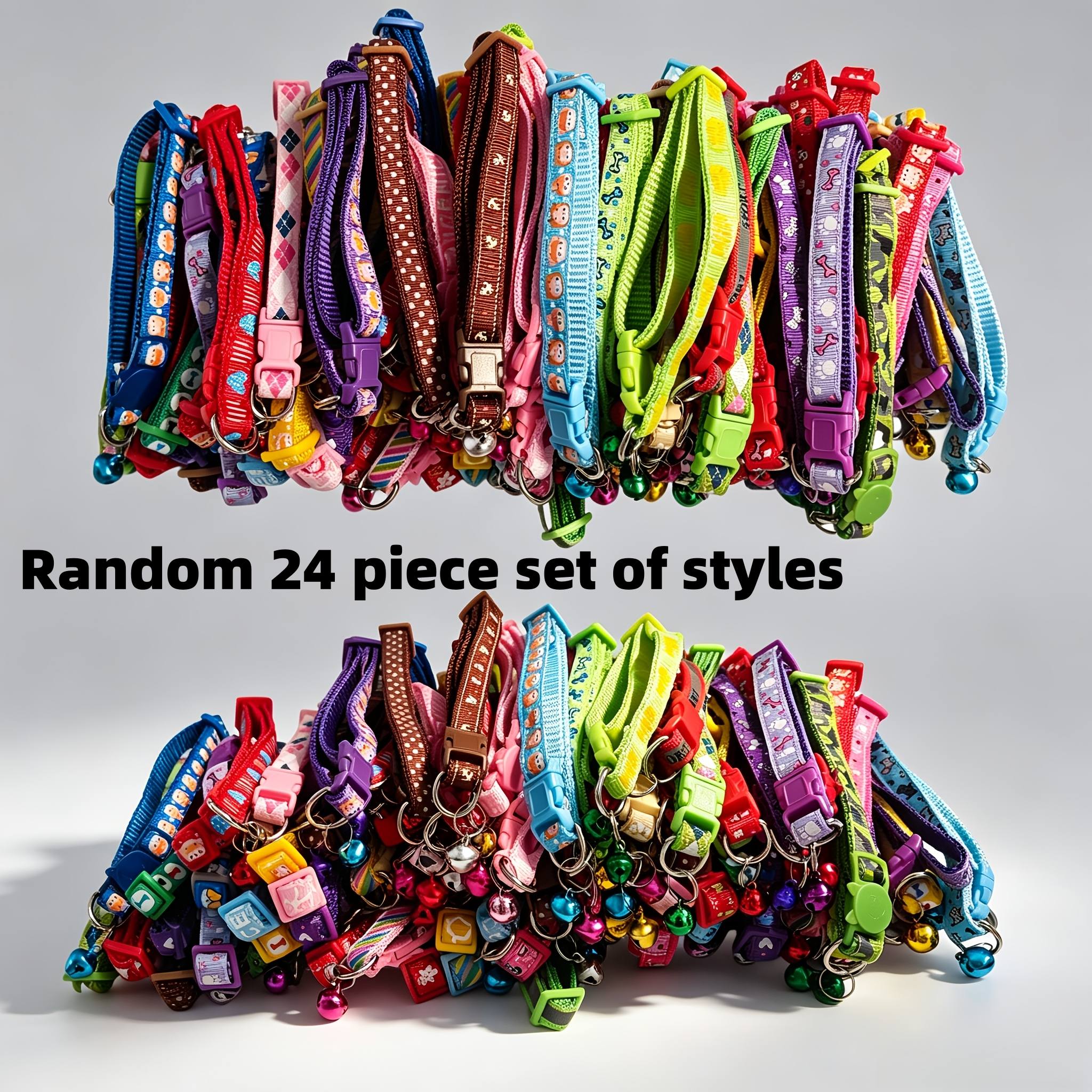 TEMU Set casuale da 8/16/24 pezzi, per animali domestici, colori e stili multipli, regolabili, regalo per cani di taglia e , tessuto , sicuro e non