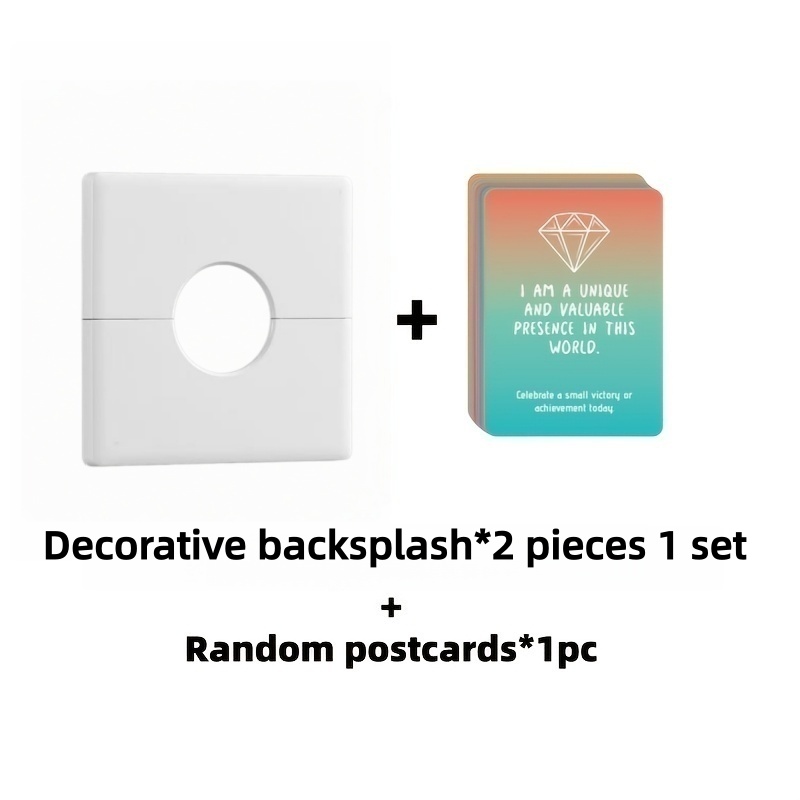TEMU 1 Set Abs Plastic Decorative Wall Panel And Random Style Postcard 1pc, 1.26 Inch Self-adhesive Square Pipe Cover Plate - , No Electricity Or