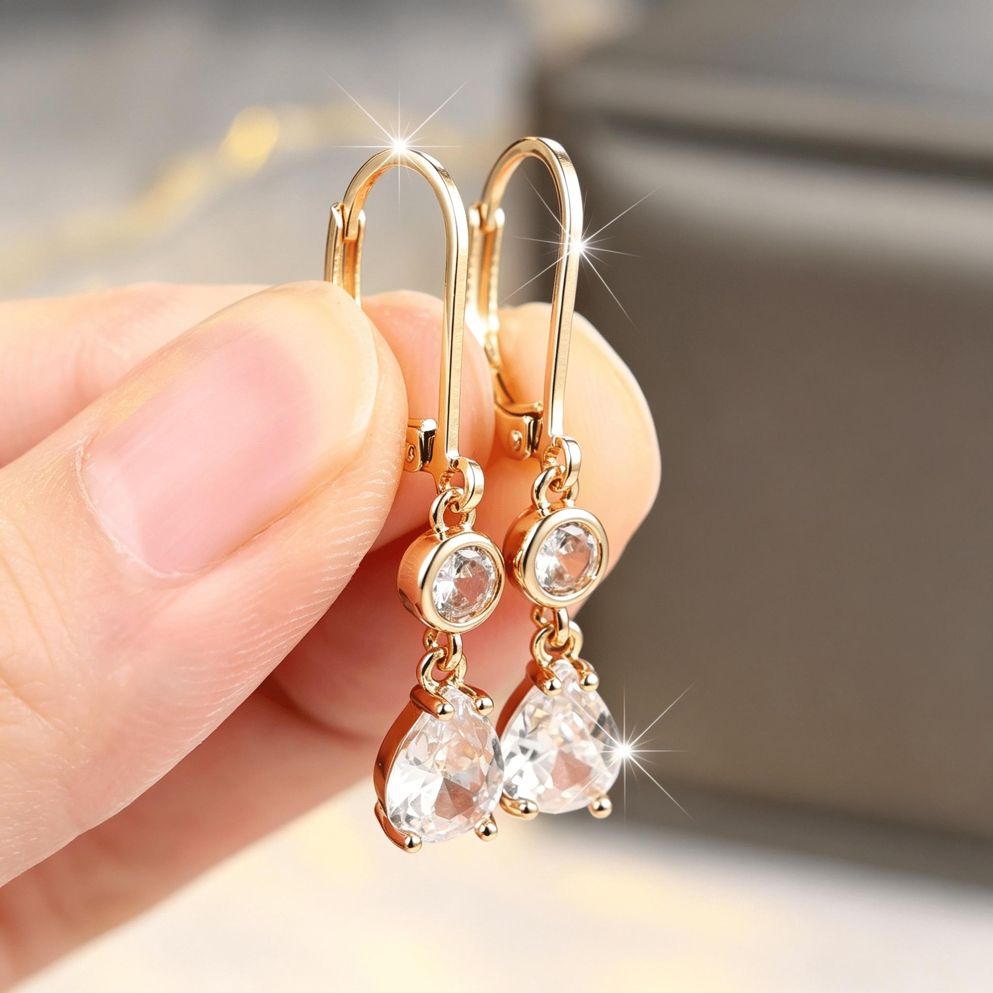 Women's Sparkling Water Drop Synthetic Zirconia Dangle Earrings
