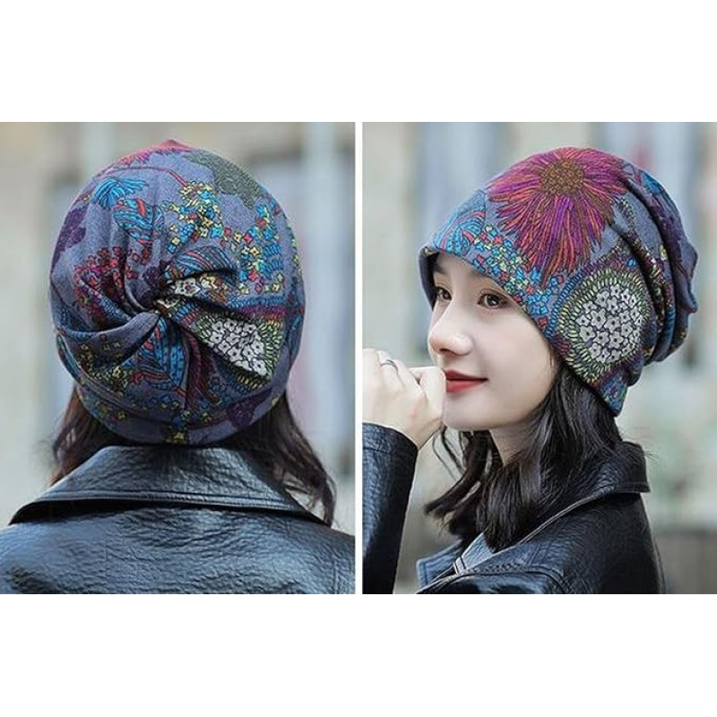 TEMU A Set Of 4 Bohemian-style Floral Pattern Headscarves. Comfortable And Lightweight Headscarves Have Excellent Elasticity, Making Them The Autumn