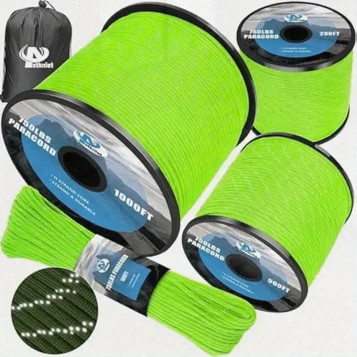 750ib reflective rope rope100 200 500 1000 4mm 11 strand rope spool cord with collecting bag para cord lanyard for camping