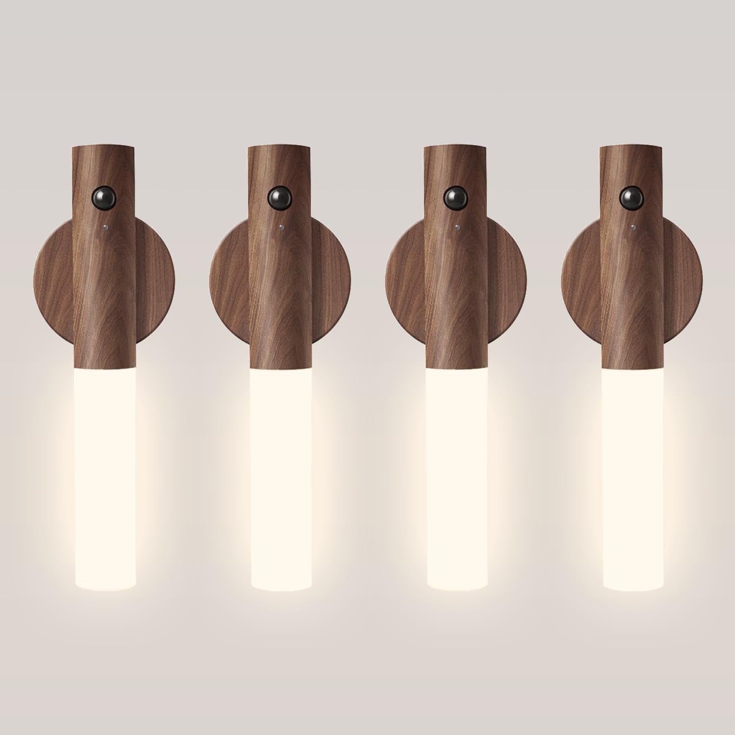 4pcs Motion Sensor Night Light Magnetic Charging Wall Light For Bedroom Hallway Picture Lighting No Installation