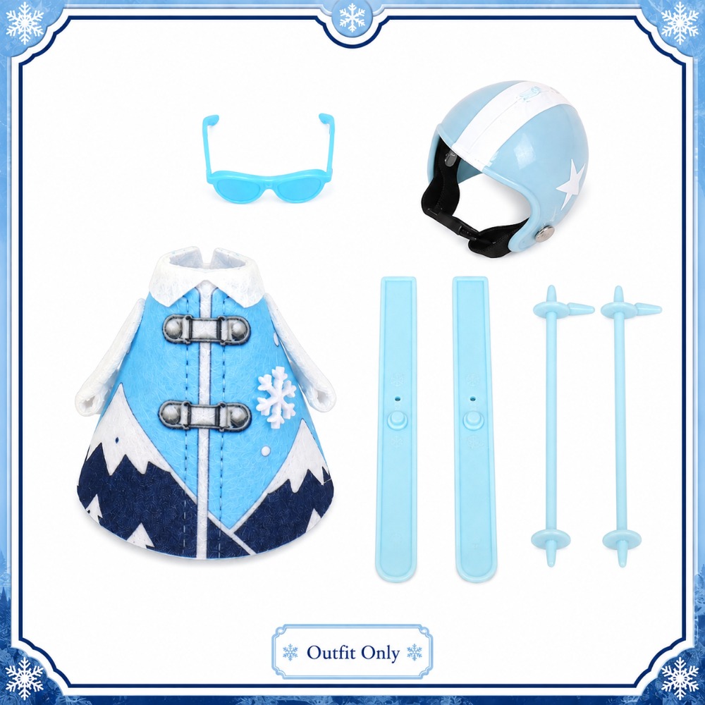 TEMU Ensemble d'accessoires de tenue de statue d'oie de ski d'hiver de Noël pour figurine d'oie de bureau de 7 pouces, casque bleu, lunettes de mode,
