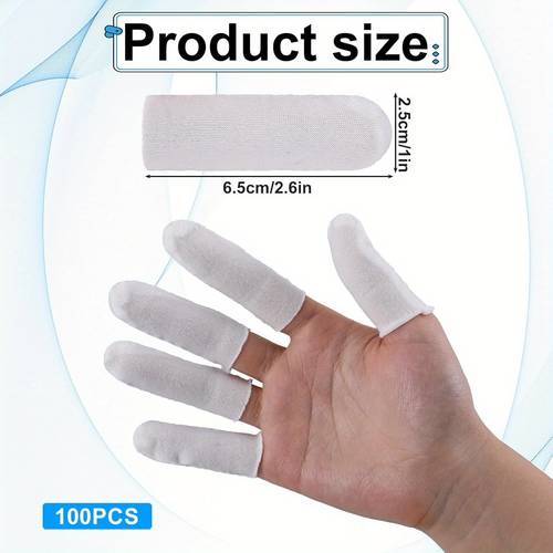 100 count finger cots white finger toe sleeves cloth finger covers protective cushion comfortable and breathable thumb protector for men women